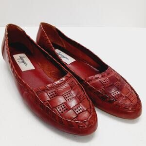 Shoes Loafer Women Wine Woven Leather Vintage Old $ Classic Preppy Chic Size N 8